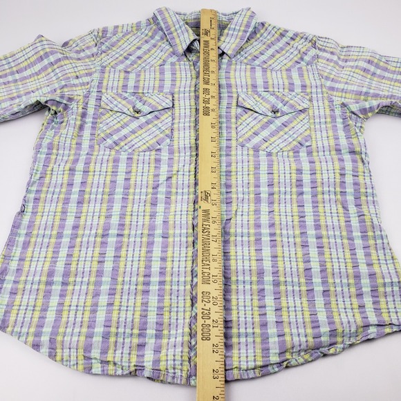 The Territory Ahead Plaid Textured Blouse Women's Medium Multicolor 3/4 Sleeve - Picture 10 of 11